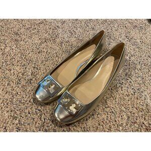 Tory Burch Metallic Gold Logo Ballet Flats